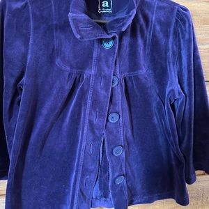 Deep purple velvet swing short jacket.  Beautiful purple